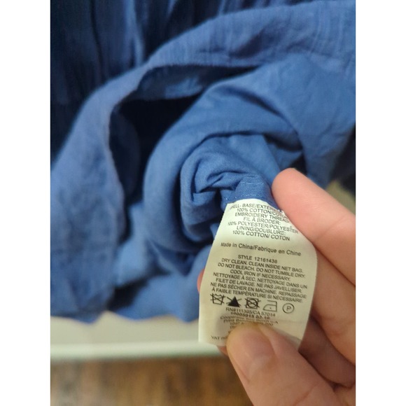 Tory Burch Blue Embroidered Off The Shoulder Dress - Picture 5 of 5